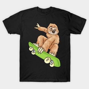 Sloth as Skateboarder with Skateboard T-Shirt